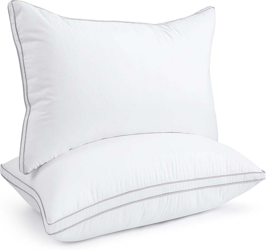 viewstar Bed Pillows Set of 2, Hotel Quality Cooling Down Alternative Gusseted Pillows for Side, Back, or Stomach Sleepers, White, 19" x 28"