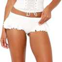 Women's Leopard Print Ruffles Hem Micro Shorts Stretch Y2k Low Rise Sexy Party Club Booty Shorts (White, L)