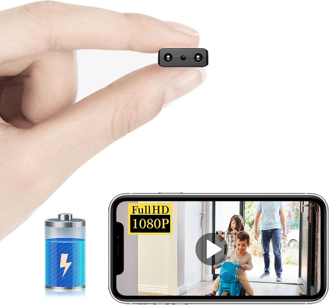 Smallest Wireless WiFi Battery Camera,HD1080P Concealed Camera,Portable Video Recording Live Feed,Smart Baby Monitor with Night Vision,Motion Detection,Cloud Storage for Security with iOS Android APP