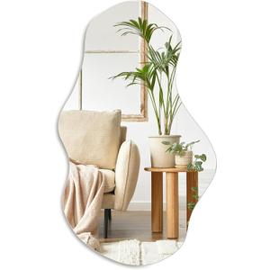 PERFNIQUE Irregular Wall Mirror Asymmetrical Mirror, 28''x17'' Decorative Modern Mirror for Bathroom Bedroom Living Room Entryway, Cloud Frameless, Wall Mounted (28''x17'', Cloud)