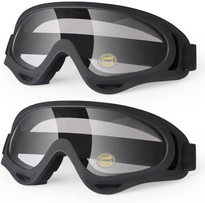 Clear Dirt Bike ATV Goggles Motorcycle Motocross Bike Riding UTV Off road Skiing Goggles Protective Eyewear Anti-Fog Dustproof Impact-Resistant Kids Youth Adult 2Pack/Clear