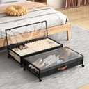 Under Bed Storage with Wheels, XXL Larger Under Bed Storage Containers with Clear Lids, 31'' Lengthen Under Bed Shoe Organizer for Shoes Clothes(Black 2 Pack, XXL(31"x16.6"x7.48"))