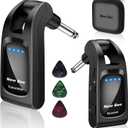 Wireless Guitar System 2.4 GHz with 6 Channels Rechargeable Audio Wireless Guitar Transmitter Receiver for Bass Electric Instruments (Black)