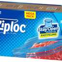Ziploc Gallon Food Storage Freezer Bags, Stay Open Design with Stand-Up Bottom, Easy to Fill, 66 Bags Total (66 Count)