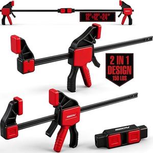 3-Piece 12 Inch Bar Clamps for Woodworking with Clamp Connector, 12" Quick-Release Wood Clamps with 150 LBS Load Limit, Trigger Clamp Set, One-Handed Clamps/Spreader Ideal for Woodworking DIY Projects