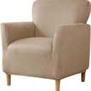 LiveGo Stretch Mid Century Modern Armchair Slipcover 1-Piece Solid Accent Chair Covers with Arms Soft Chair Slipcovers for Living Room Furniture Protector Office Reception