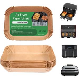 SZXINQIC Baking Mats, 100pcs Air Fryer Disposable Liner (8.6x5.5'') - Compatible with Dualzone Flexibasket; Rectangle Baking Parchment Paper is for Ninja Foodi/for Instant Vortex/for PowerXL Air Fryer