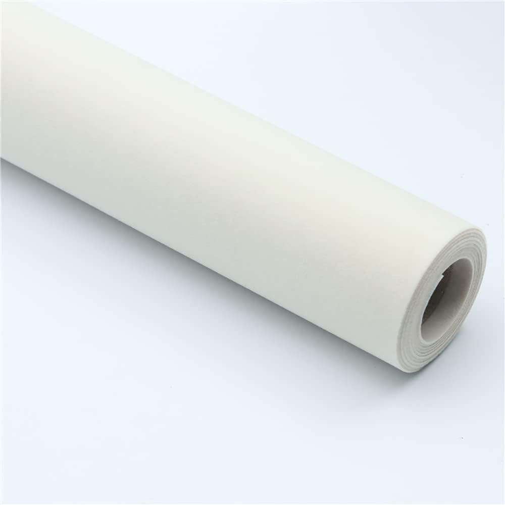 Self Adhesive Off White Velvet Shelf Liner Paper Felt Fabric for Art & Crafts, Jewelry Box Felt Liner Solid Color Felt Drawer Dresser Cabinets Arts Crafts Decor 17.7" x 98" (Ivory)