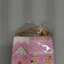 Reallnaive 48 Pcs Mini Pink Christmas Cookie Boxes Gingerbread House Gift Box with String Kraft Paper Christmas Treat Boxes Mini Goodie Containers for Xmas Party Packaging Favor Supplies 4 Designs