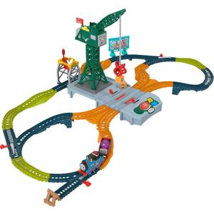 Thomas & Friends Motorized Train Set, Talking Cranky Delivery Set, Talking Crane & Battery Powered Toy Train with Songs & Sounds 