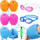 Arm Floaties for Kids 6-12yrs, PVC Arm Floaties Inflatable Swim Arm Bands Floater Sleeves Swimming Rings and Swimming Goggles Kids Floaties for Pool (blue)