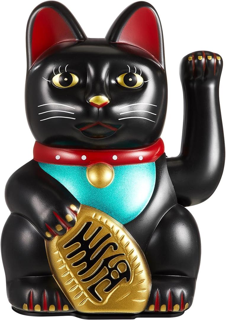 Chunful 6 Inch Lucky Cat Waving Arm Maneki Neko Lucky Beckoning Feng Shui Wealth Cat for Welcoming Fortune Wealth Prosperity Decoration, Battery Not Included(Black Color) Chunful 6 Inch Lucky Cat Waving Arm Maneki Neko Lucky Beckoning Feng Shui Wealth Cat for Welcoming Fortune Wealth Prosperity Decoration, Battery Not Included(Black Color)