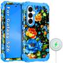 Hekodonk for Galaxy S26 Case Magnetic,[Compatible with MagSafe] Three Layer Heavy Duty Shockproof Hard Plastic+Soft Silicone Full Protective Case for Samsung Galaxy S26 6.3 inch,Blue Black