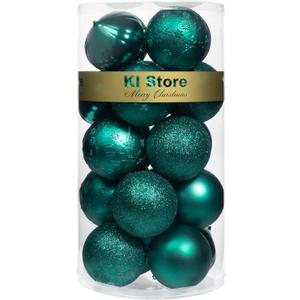 KI Store Dark Teal Christmas Balls 20pcs 3.15-Inch Christmas Tree Decoration Ornaments for Xmas Tree Holiday Wreath Garland Decor Ornaments Hooks Included