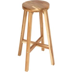 Round Stool Acacia Wood, 28" Height, 11" Round Top, Backless, Easy Assembly, Natural Wax Finish, Wooden Stool for Plant, Dining Room, Living Room, Garden, Makeup