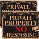 2 Pack No Trespassing Sign Private Property, 10x7 Video Surveillance Signs,Fade&Rust Resistant Aluminum Metal, Easy to Install.