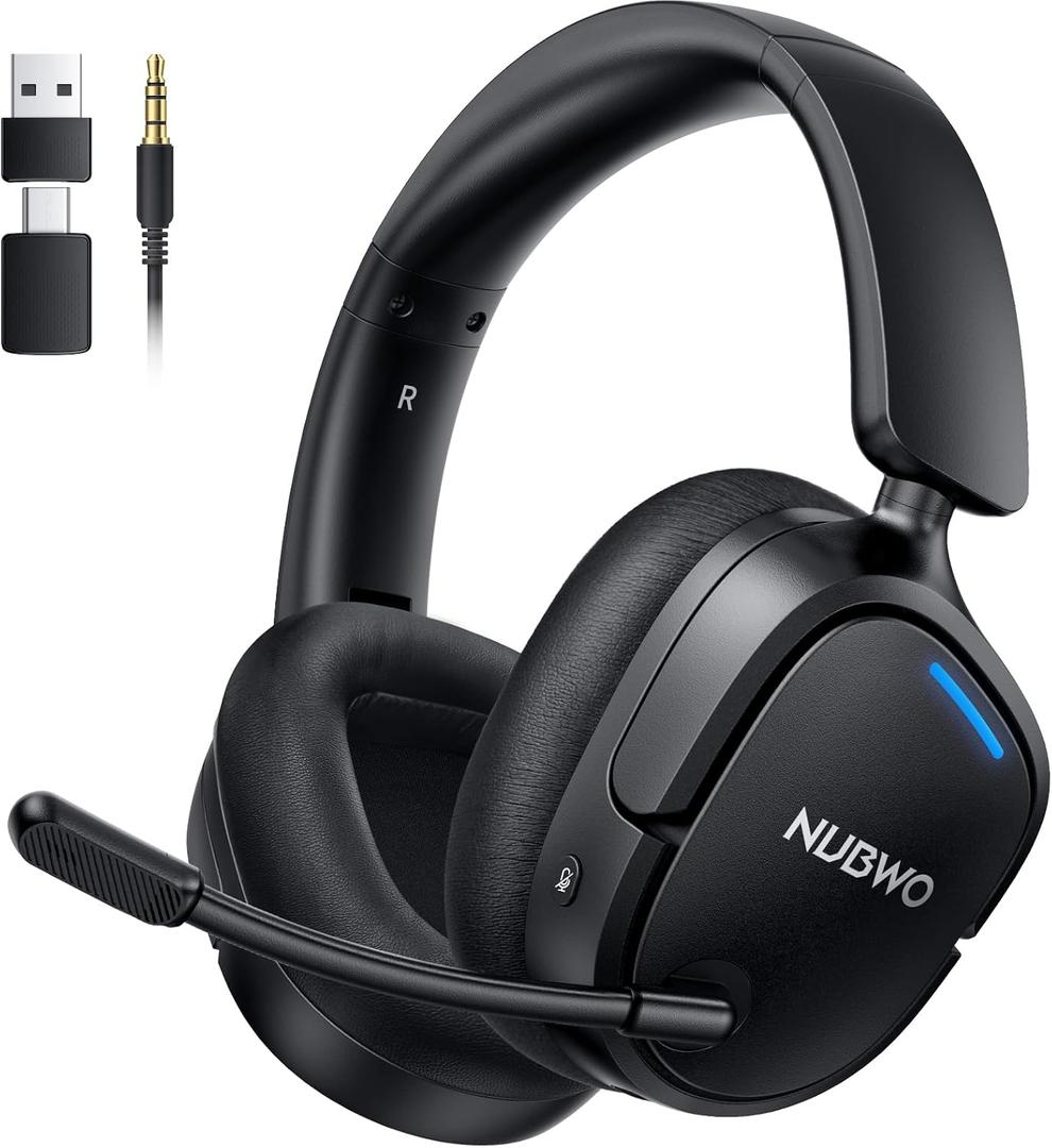 NUBWO Wireless Gaming Headset for PS5, PS4, PC, Laptop, Mac, 3 in 1 Gaming Headphones with 7.1 Surround Sound, Noise Canceling Mic, 20ms Low-Latency, 80Hr Battery, 2.4GHz/Bluetooth 5.4/3.5mm Wired