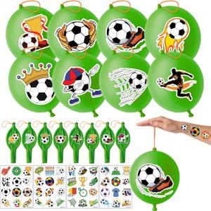 72 PCS Soccer Party Favors 48 Pre-Cut Temporary Tattoos & 24 Soccer Punch Balloons Themed Birthday Party Decorations Supplies Favors Soccer Team Gifts Goodie Bag Fillers Classroom Rewards