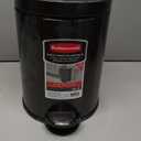 Rubbermaid Stainless Steel Round Step-On Trash Can, 1.6-Gallon, Charcoal, Wastebasket with Lid for Home/Bathroom/Kitchen/Office