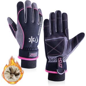 HLDD HANDLANDY Waterproof & Windproof Winter Gloves for Men Women, Touchscreen Thermal Gloves for Cold Weather, Ski Snowboard Work Gloves (Medium, Pink)