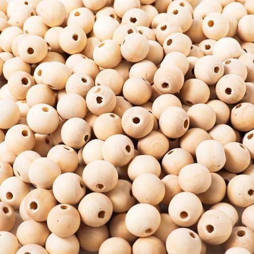 200pcs 12MM Wood Beads Natural Unfinished Round Wooden Loose Beads Wood Spacer Beads for Craft Making Decorations and DIY Crafts (12mm)