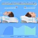 Queen Size Cervical Pillow for Neck Pain,Cooling Butterfly Pillow for Side Sleepers Adjustable Orthopedic Contour Memory Foam Pillow with Breathable Pillowcase,Dark Gray