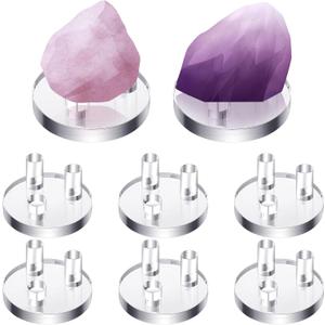 Jetec 8 Pcs Rock Display Stands - 3 Peg Clear Acrylic Easels & Holders for Fossil, Coral, Geodes, Agate
