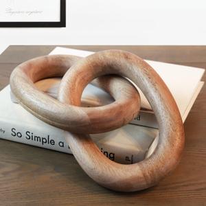 Wood Chain Link Decor  13 Wooden Decorative Object for Coffee Table Decor and Neutral Decor for Home  Modern Knot Accent for Shelf Styling, Books, or Housewarming Gifts (Natural)