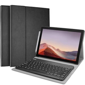 ProCase Keyboard Case for Surface Pro 7 (2019) /Pro 6 (2018) /Pro 5 (2017) /Pro 4 (2015) 12.3 Inch Tablet, Slim Lightweight Smart Cover with Magnetically Detachable Wireless Keyboard Black