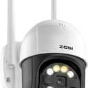 ZOSI 2K WiFi Pan/Tilt Security Camera, 3MP Plug-in Outdoor Home PT Camera, Auto Track Human, 2-Way Audio, Smart Motion Detection, Color Night Vision, Floodlight Siren, Memory Card & Cloud Storage
