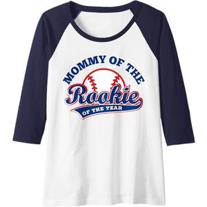 Womens Mommy of The Rookie Shirt,Rookie of The Year Baseball Mommy Raglan Baseball Tee XL