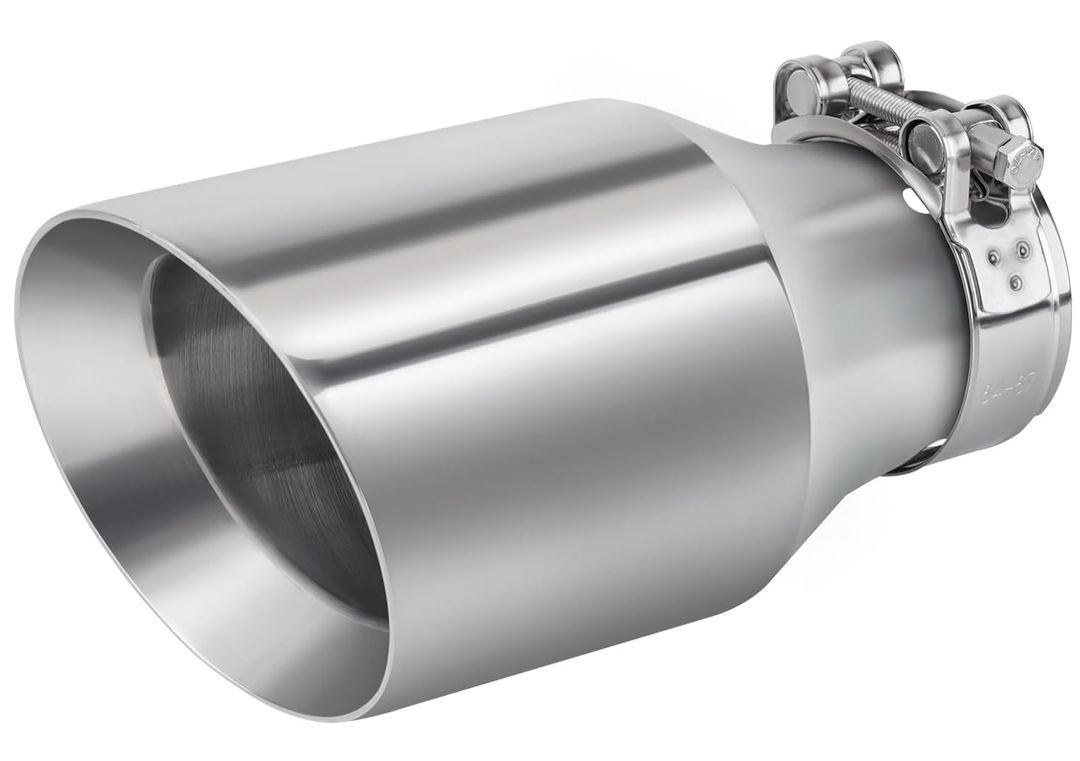 Atokrtact 2.5 to 3.5 Inch Exhaust Tip 2.5"Inlet to 3.5"Outlet Exhaust Tips 6.7" Length Muffler Tip 304 Stainless Steel Tailpipe Diesel Exhaust Tip Double Wall Polished Slant Cut Clamp On (Sliver)
