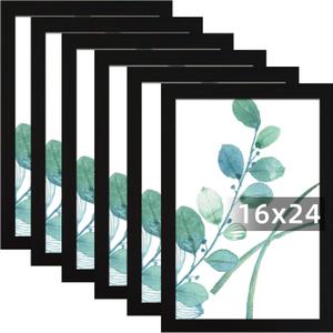 SESEAT 16x24 Picture Frame Black Set of 6, Display Pictures 16x24 Without Mat for Wall Mounting, Wall Gallery Poster Frames