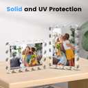 Acrylic Picture Frames 3 Pack, 46 In Magnetic Picture Photo Frames, Clear Frameless Photo Display Freestanding,Double Sided Picture Frame Gift for Desk Desktop Home Office Decor,UV Protection