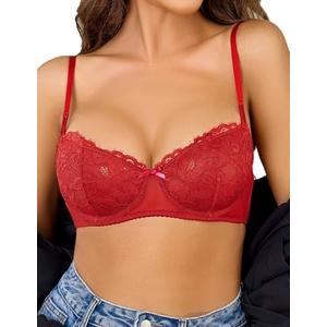 Avidlove Women's Sexy Lace Bra Sheer Balconette Underwire Unlined Everyday Bras Lingerie XXL
