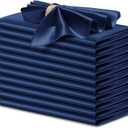 P Pothuiny 12 Pcs Silky Navy Blue Satin Napkins 17 x 17 Inches, Square Smooth Wedding Dinner Napkins Satin Cloth Napkins Table Napkins for Banquet Party Restaurant Decor, Thanksgiving, Christmas