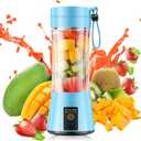 Portable Blender for Smoothies and Shakes - Mini Blender with 6 Stainless-Steel Blades for Powerful Mix Juicer with 380Ml Travel Cup for Picnic/Gym/Office