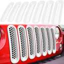 7PCS Front Grill Mesh Inserts for Jeep Wrangler JK JKU Unlimited 2007 2008 2009 2010 2011 2012 2013 2014 2015 2016 2017 2018 Grille Guard Cover Trim Clip-in Exterior Accessories (Matte White)