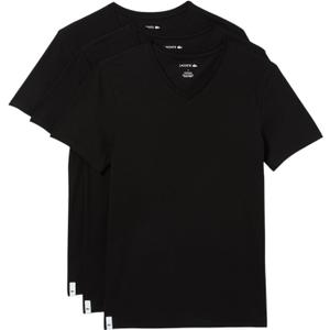 Lacoste Men's 100% Cotton Slim Fit V-neck Undershirt, 3-pack (Medium, Black)
