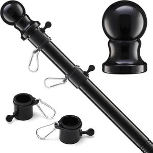 Flag Pole for Outside House, Black Metal Heavy Duty Portable Indoor Outdoor Yard House Garden Flag Pole for Truck Car Porch 5ft