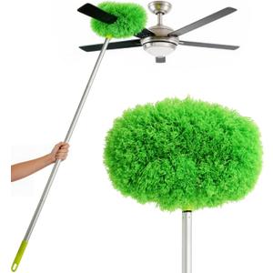 Eyliden 68" Adjustable Ceiling Fan Duster - 360 Dual-Sided Microfiber, 0.75 lbs Ultra-Lightweight, Ladderless High Ceiling Cleaning, Reusable Multi-Surface Dust Tool for Fans Walls Blinds, Green