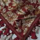 Loom and Mill Vintage Jacquard Table Runner 90 inches Long, Elegant Floral Pattern Dining Table Runners with Tassels, Great for Table Setting Kitchen Dresser Party Holiday Decor(Burgundy, 13x90in) (13 x 90 inch)