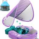 Mambobaby Float Upgrade Add Tail Baby Float with Canopy for Infant Waist Swimming Ring Swim Trainer Non-Inflatable Floats Toys with Adjustable Safety Strap (Purple Mermaid)