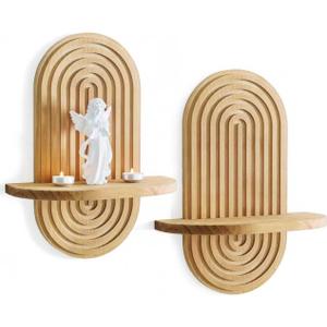 Set of 2 Boho Arched Floating Shelves 15.7x 7.83D Wooden Hanging Shelf for Living Room Bedroom Nursery Mid Century Modern Wall Decor(Brown, 11.7 * 15.7)