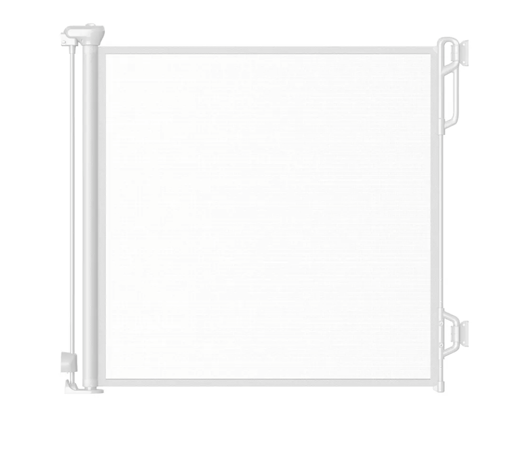Retractable Safety Baby Gate or Mesh Dog Gate,Durable Portable Mesh Retractable Gate,Easy to Use for Stairs, Doorways, Hallways, Indoor, Outdoor, 33.5" Tall, Up to 45" Wide, White