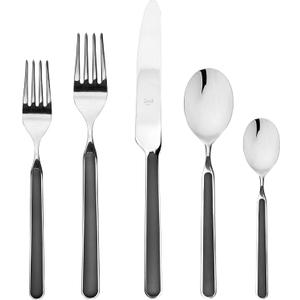 MEPRA 10N622005 Fantasia Black 5-Piece Durable 18/10 Stainless Steel American Style Flatware Cutlery Set for Fine Dining, Dishwasher Safe, Service for 1