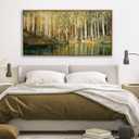 YCPRIMER Birch Tree Canvas Wall Art, Green & Yellow Forest Landscape, Nature Lakeside Scenery Painting for Living Room & Bedroom Wall Decor, Ready to Hang 2040 Inch