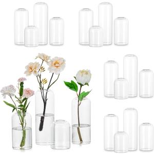 Hewory Glass Bud Vases for Flowers: Set of 20 Modern Small Flower Vases for Centerpieces - Clear Table Decoration for Wedding Party Events Home Decor Floral Arrangement