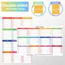 2026 Wall Planner 34.8"x22.8" Dual-Sided Dry Erase Calendar with 8 Adhesive Dot Stickers, Folded Packaging, Horizontal/Vertical, Large Monthly Yearly Planner For Office Home Students, Rainbow