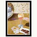 Wynwood Studio Golden Disco Celebration Framed Trendy Fashion Kitchen Art Prints, 15" x 21", Black Satin Flat Frame